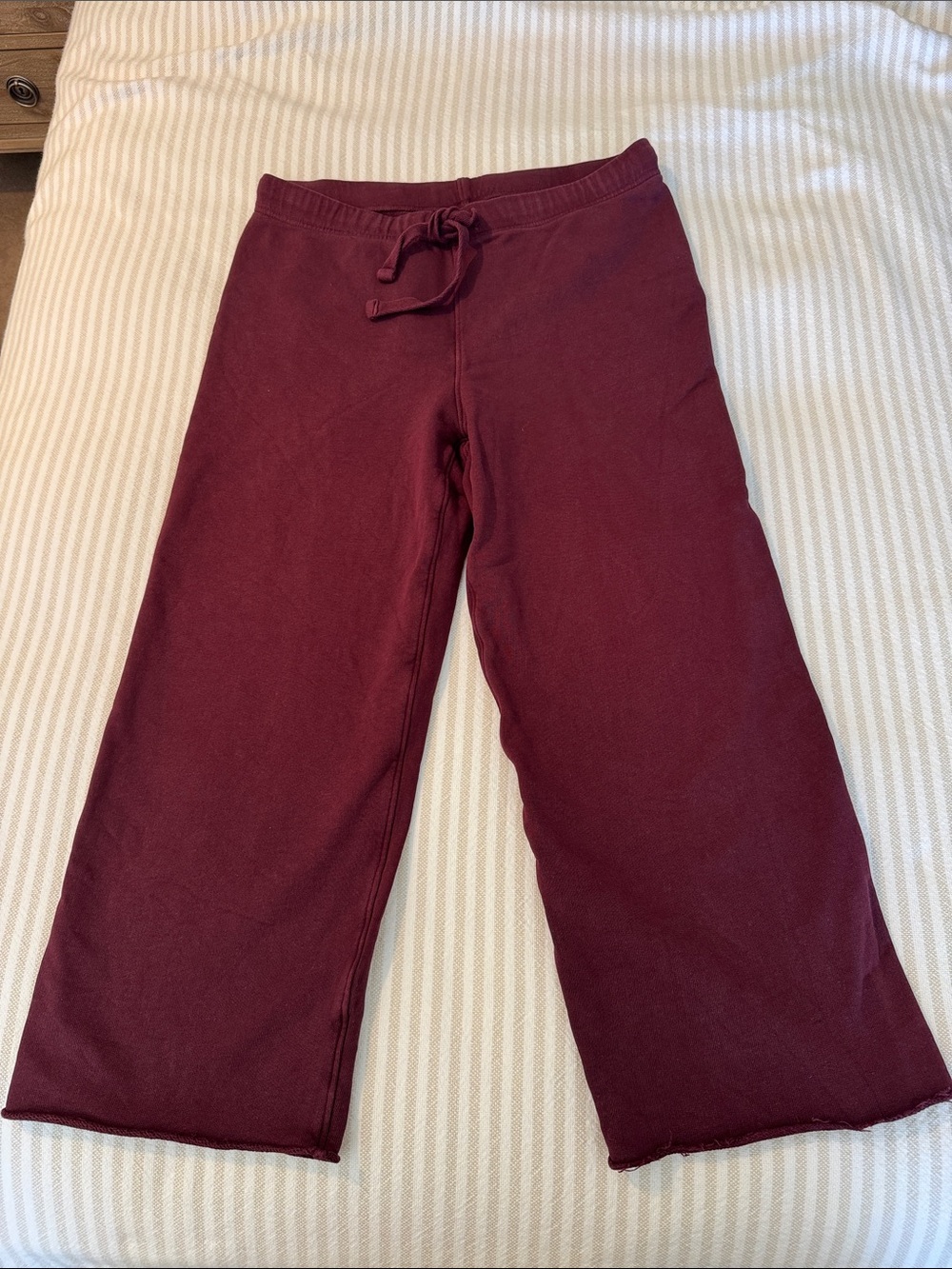Frank & Eileen Women’s Wide-Leg Ankle Length Drawstring Sweatpants - Burgundy